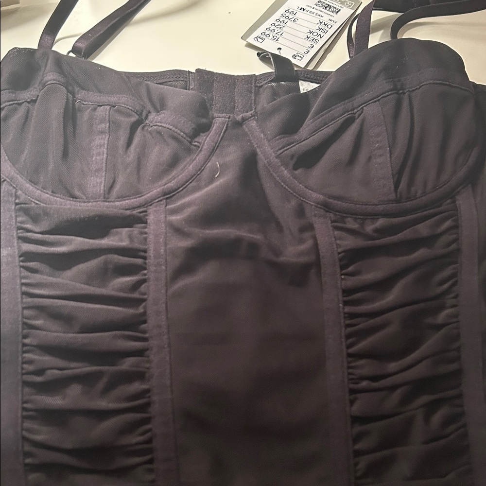 NWT H&M Elegant Black Bustier Top size medium